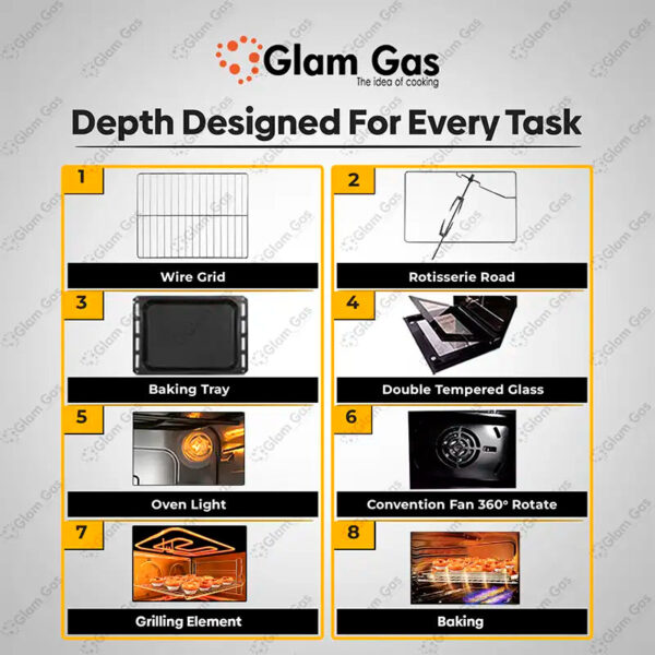 glam gas black forest gas+electric oven | glam gas oven | built in oven | gas+electric oven