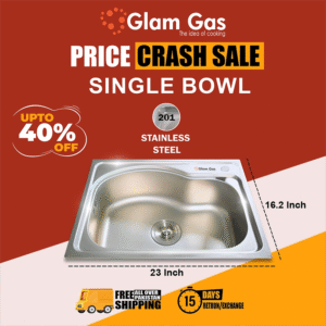 glam gas combo deal – sink f 10 with flow 11 faucet | single bowl stainless steel sink