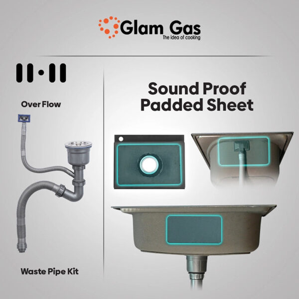 glam gas combo deal – sink f 10 with flow 11 faucet | single bowl stainless steel sink