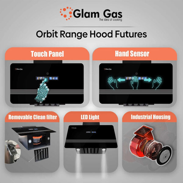 glam gas range hood | orbit 12 | kitchen hood | chimney