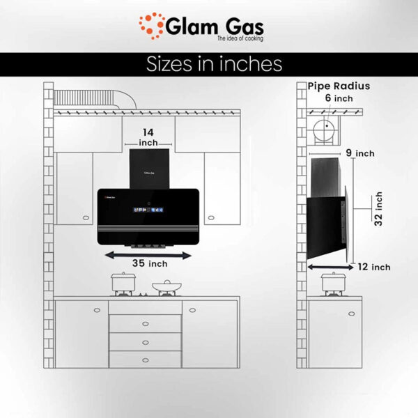 glam gas range hood | orbit 12 | kitchen hood | chimney