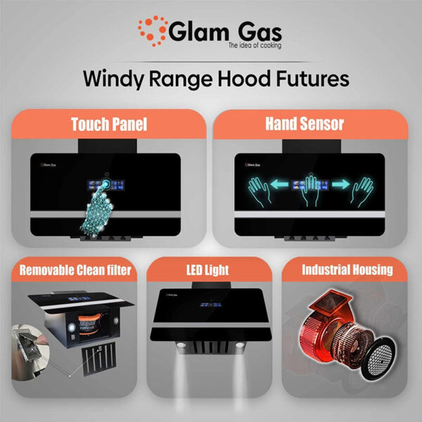 glam gas range hood | windy 12 | kitchen hood | chimney