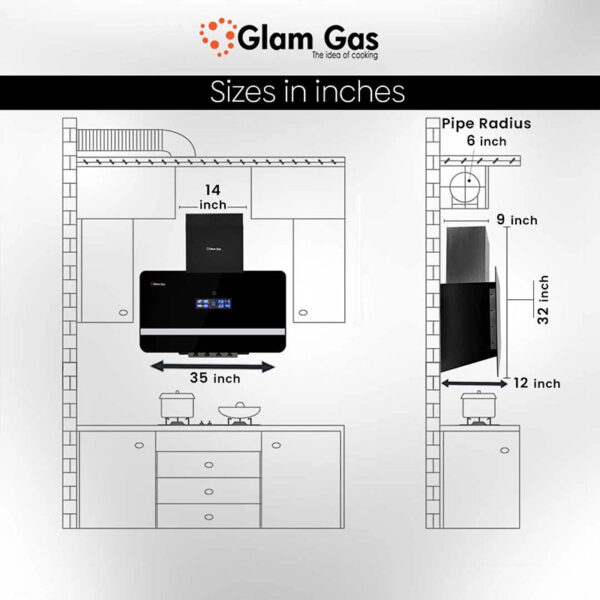 glam gas range hood | windy 12 | kitchen hood | chimney