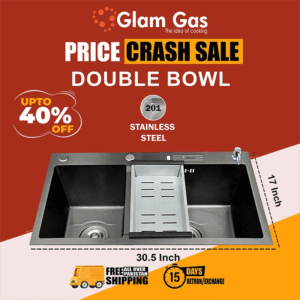 glam gas sink lifestyle 57 texture | stainless steel sink | kitchen sink | double kitchen bowl | kitchen basin