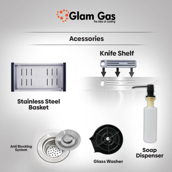 glam gas sink lifestyle 57 texture | stainless steel sink | kitchen sink | double kitchen bowl | kitchen basin