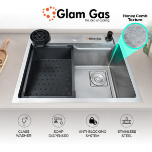 glam gas sink lifestyle 6 6 texture kitchen sink | stainless steel sink | kitchen sink | single kitchen bowl | kitchen basin