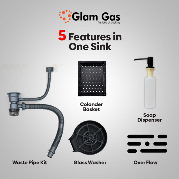 glam gas sink lifestyle 6 6 texture kitchen sink | stainless steel sink | kitchen sink | single kitchen bowl | kitchen basin