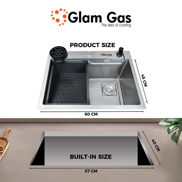 glam gas sink lifestyle 6 6 texture kitchen sink | stainless steel sink | kitchen sink | single kitchen bowl | kitchen basin
