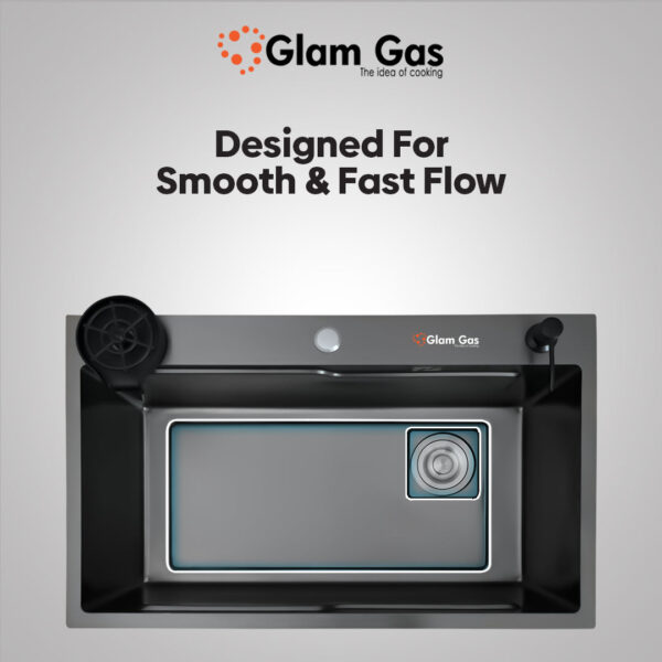 glam gas sink lifestyle obl bk | stainless steel sink | kitchen sink | single kitchen bowl | kitchen basin