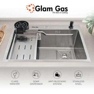 glam gas sink lifestyle 6 6 bk | stainless steel sink | kitchen sink | single kitchen bowl | kitchen basin