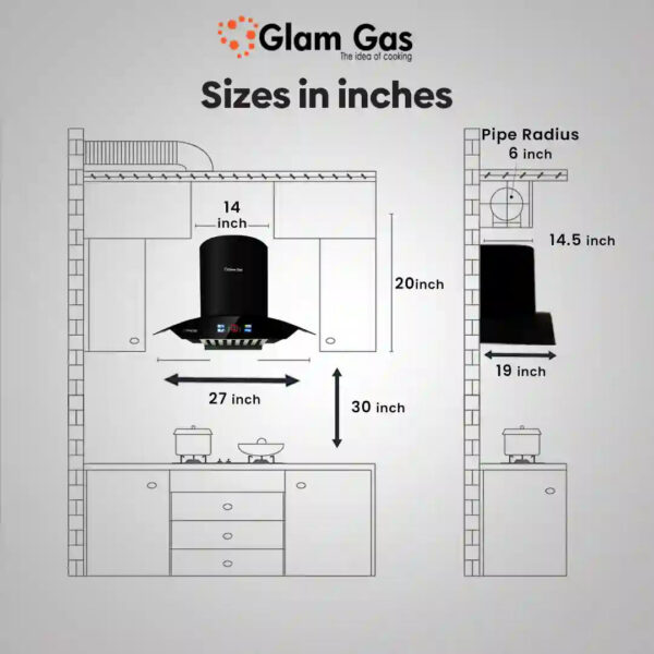 glam gas range hood | g 12 | kitchen hood | chimney