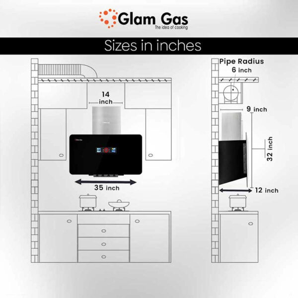 glam gas range hood | smoke up 12 | kitchen hood | chimney