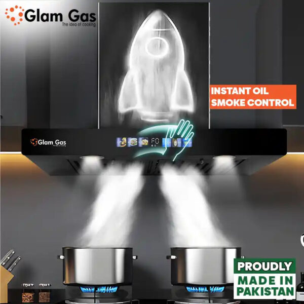 glam gas range hood | thunder 11 | kitchen hood | t shape chimney | 75,90 cm