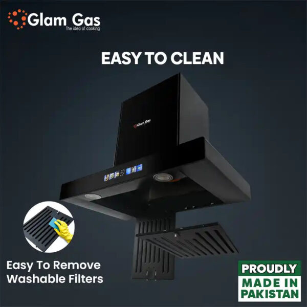 glam gas range hood | thunder 11 | kitchen hood | t shape chimney | 75,90 cm