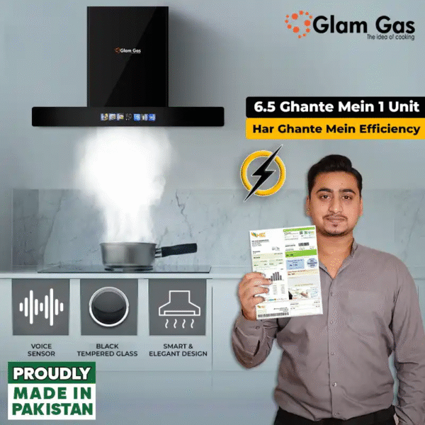 glam gas range hood | thunder 11 | kitchen hood | t shape chimney | 75,90 cm