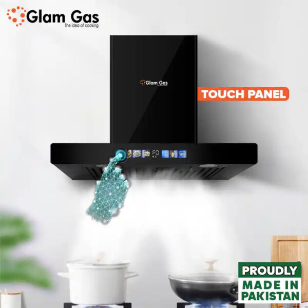 glam gas range hood | thunder 11 | kitchen hood | t shape chimney | 75,90 cm