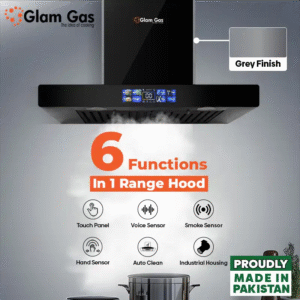 glam gas range hood | thunder 12 | kitchen hood | t shape chimney | 75,90 cm