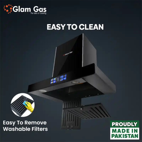 glam gas range hood | thunder 12 | kitchen hood | t shape chimney | 75,90 cm